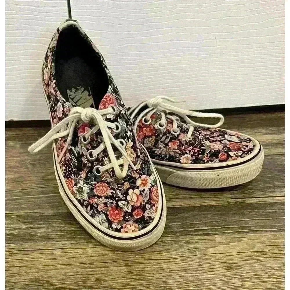 Vans Authentic Dark Floral Print Sneakers Womens Sz 5.5